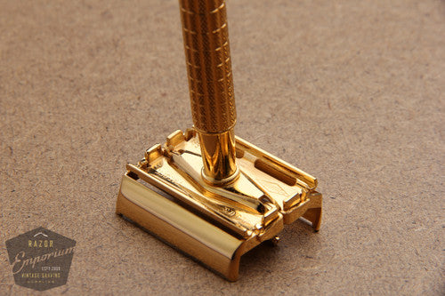 Gillette 1956 Flair Tip DE Super Speed Safety Razor B2 * 24K GOLD REVAMPED