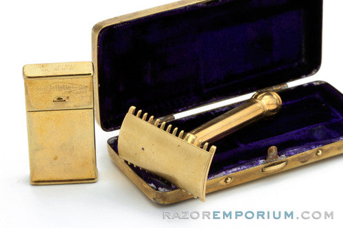 1914 Gillette Basketweave Pocket Edition - Old Type Shell (DE) Razor Set