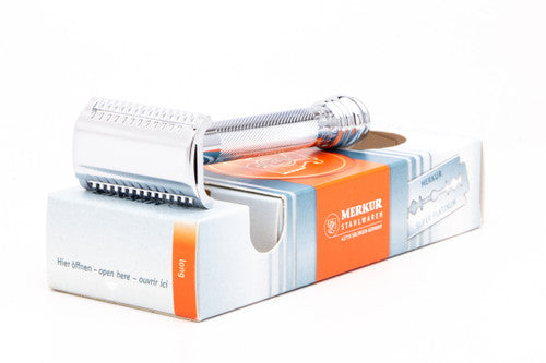 Merkur 39C - HD Long Handle Barber Pole Safety Razor, Slant Bar