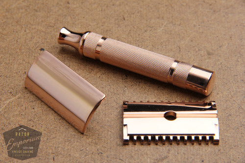 Gillette 1930's NEW DE 3 Piece Safety Razor * Rose Gold REVAMPED