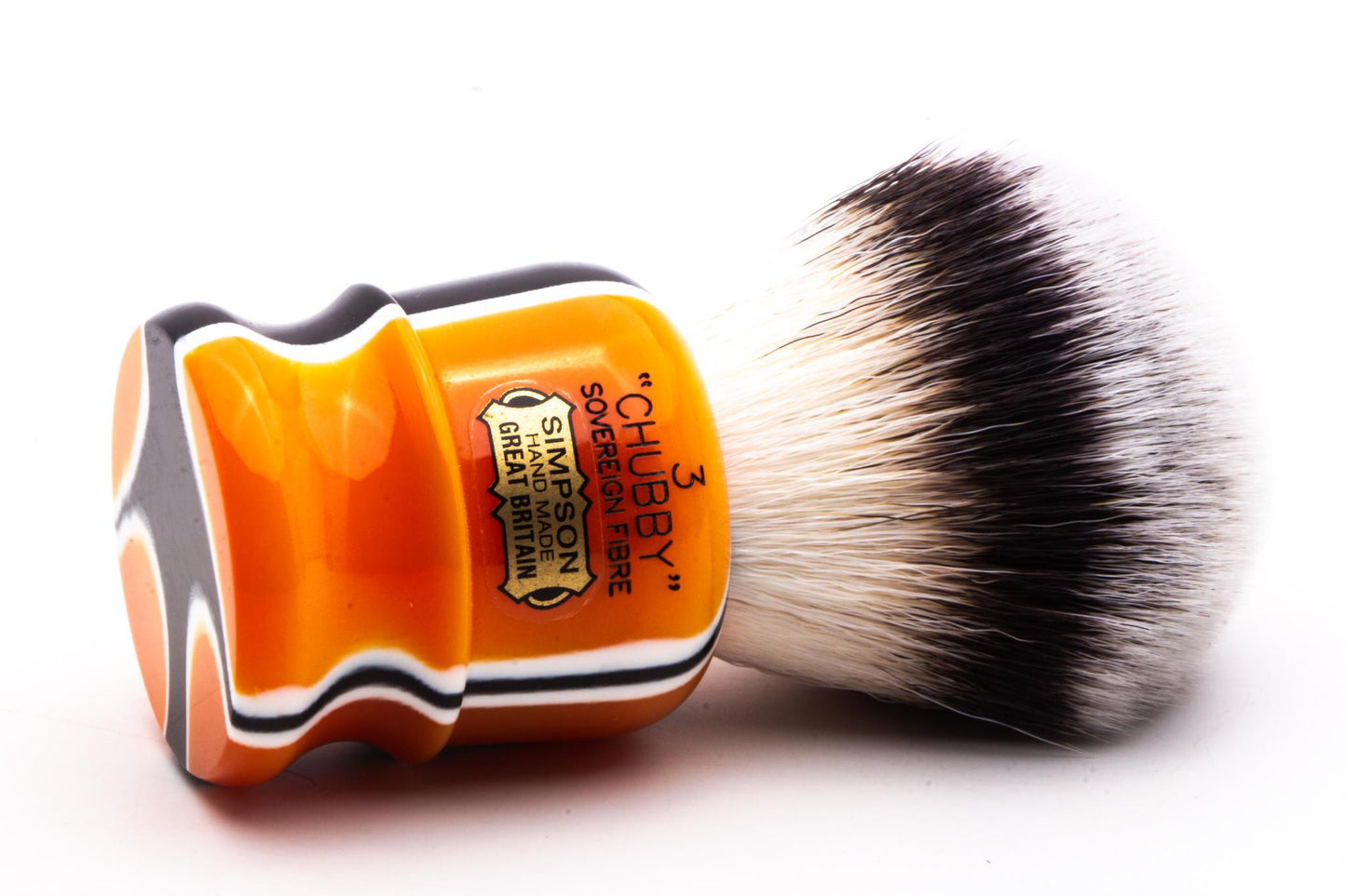 Simpsons | Chubby 3 Tiger Stripe Sovereign Fibre Synthetic Shave Brush | Pre-owned