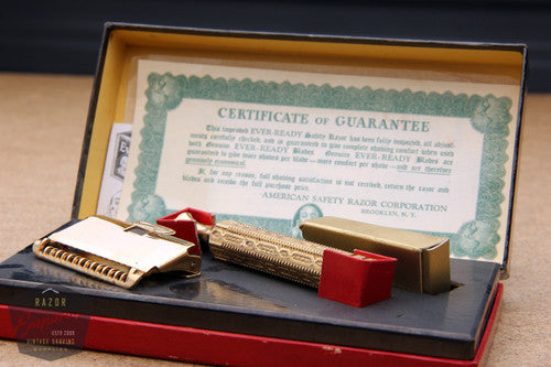 Ever-Ready Gold 1912 Style Single Edge Improved Safety Razor in Red & Black Box
