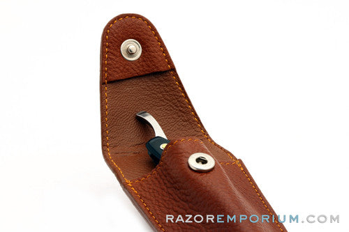 Parker | Deluxe Leather V-Shape Straight Razor Travel Pouch