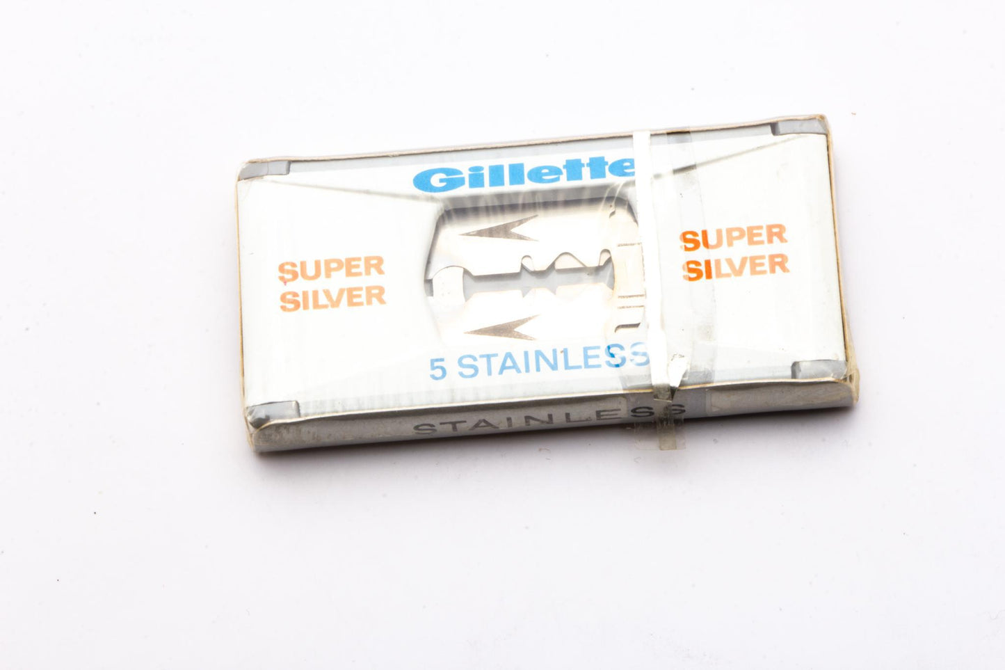 5 Gillette Silver Stainless Double Edge Blades in Metal Dispensor