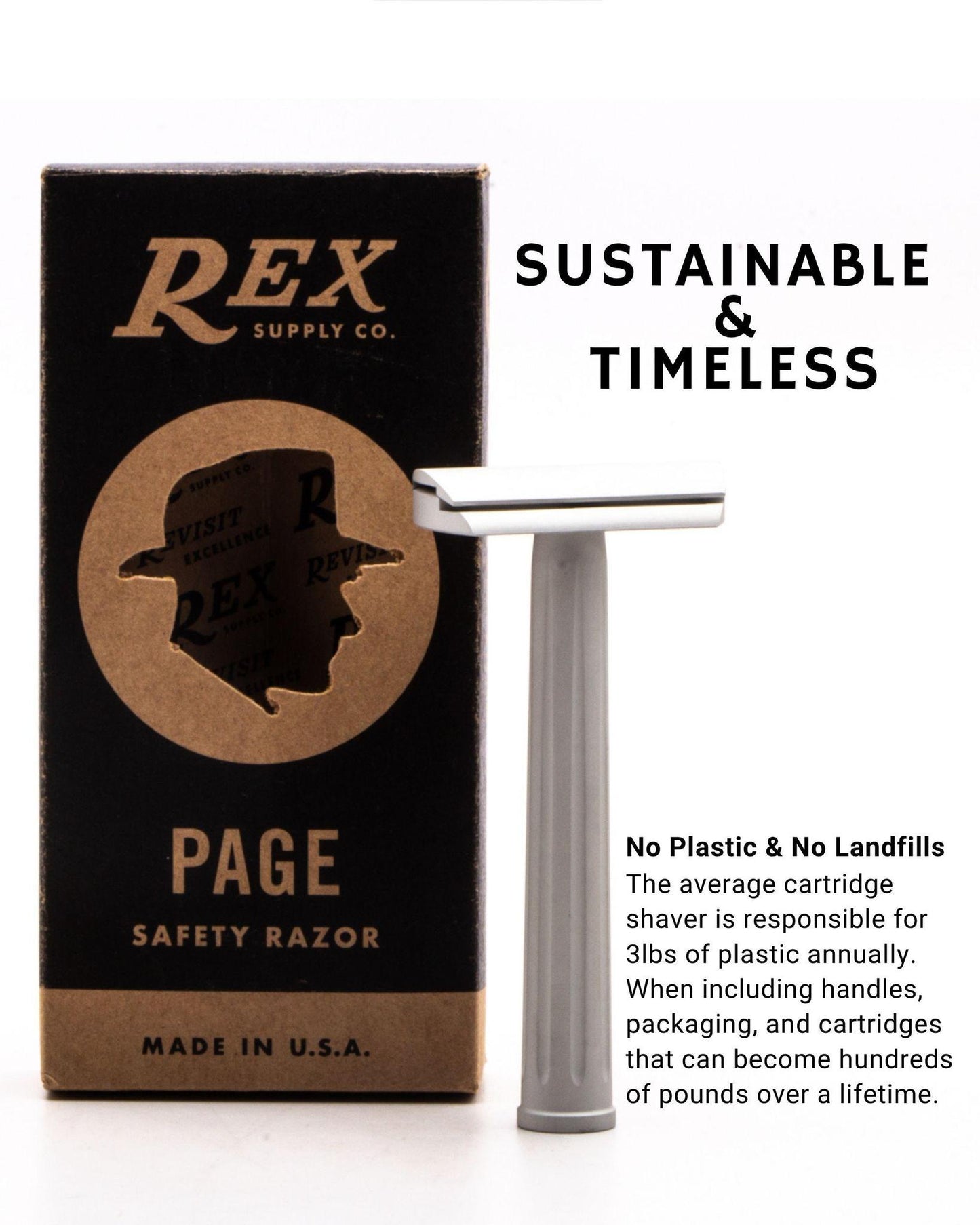 Rex Supply Co. | Page Three Piece Aluminum Double Edge Safety Razor