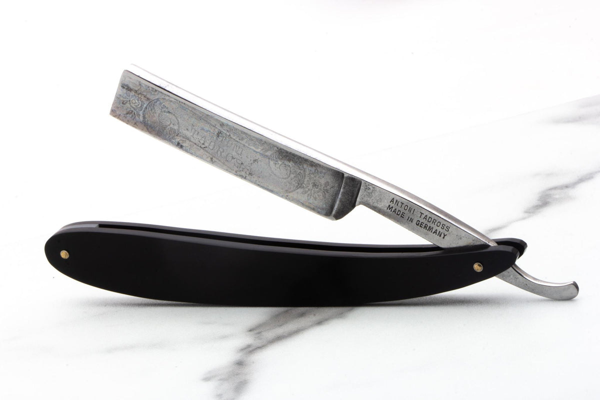 6/8" Vintage Restored Antoni Tadross 2836 Straight Razor With Black Acrylic Scales