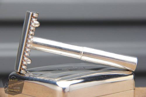 Gillette 1922 New Improved Sterling Silver Travel Combination Set in Brown leather box-RARE