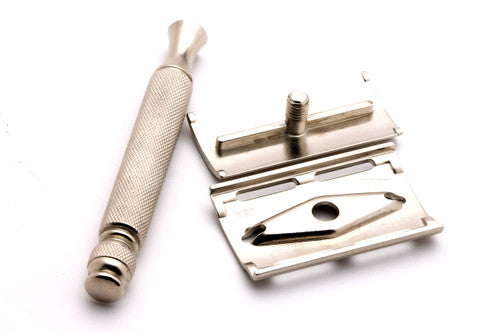 1940s WWII NEW Gillette Double Edge Ball End Safety Razor | Factory Nickel Revamp