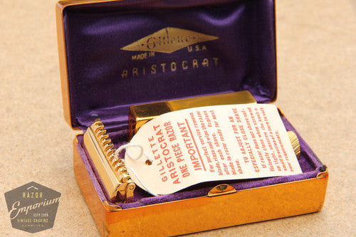 Gillette 1934 Aristocrat Deluxe Christmas Special w/ Case and Original Blade Bank