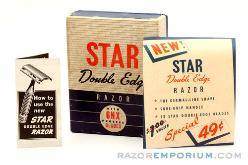 Star Double Edge Safety Razor Model 100 USA in Cardboard Box w/ Blades & Instructions