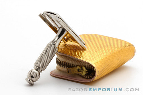 1966 Gillette Tech Travel DE Safety Razor Set L3