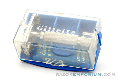 1950's Gillette English Rocket HD Razor w/ Blue Case & Blades | Made in England