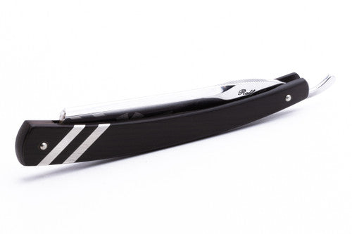 6/8" Ralf Aust French Tip Straight Razor | Ebony Rosewood Scale w/ Silver Inlays