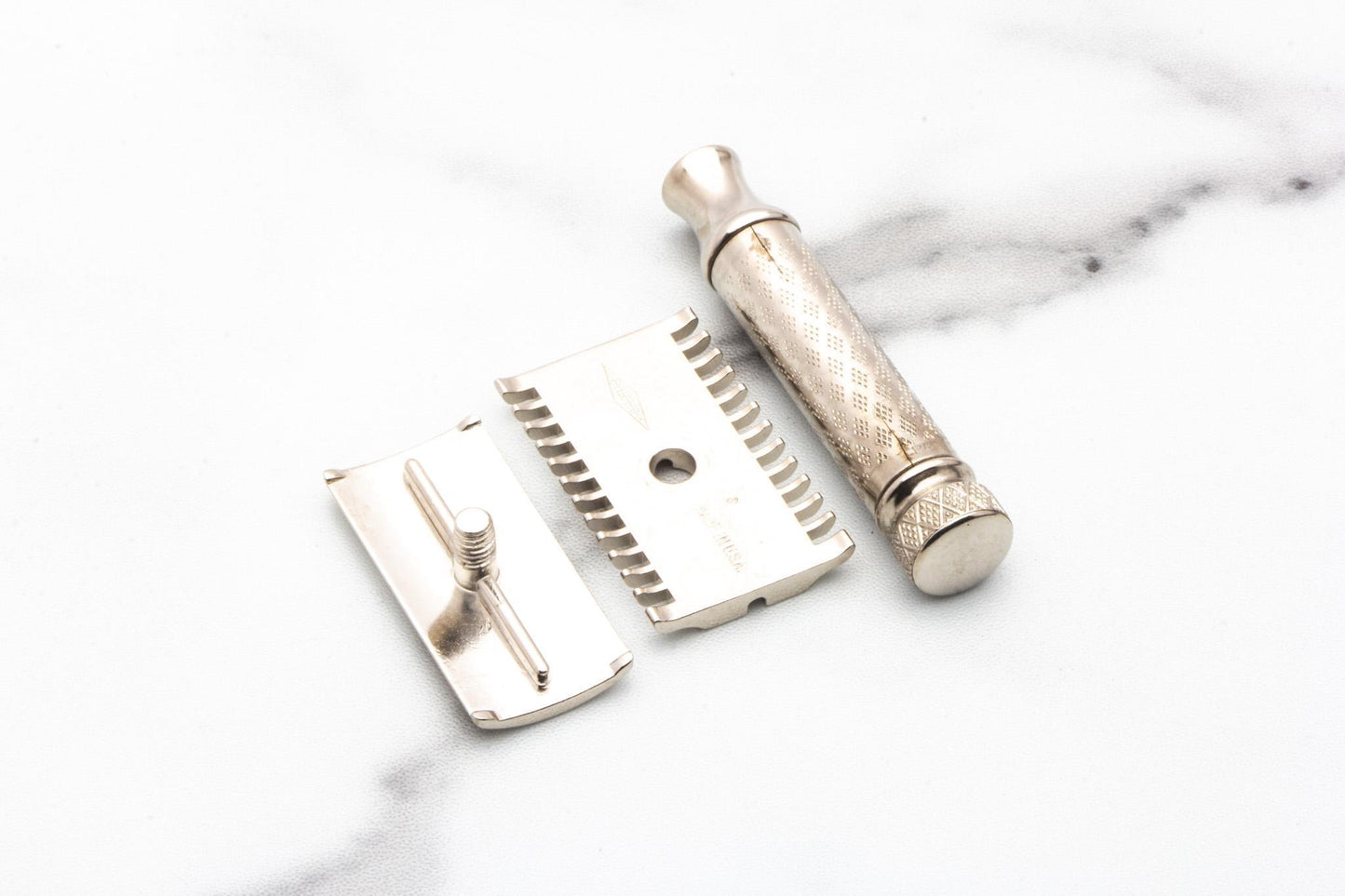 1920 Gillette New Improved Norfolk Tuckaway Double Edge Safety Razor | Factory Nickel Revamp