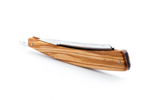 6/8" Ertan Süer Mon Fier Destrier Carbon Straight Razor | Olivewood Scales
