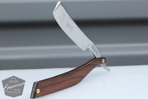 5/8" W. Taylor Straight Razor w/ Brown Wooden Scales Wedge | England