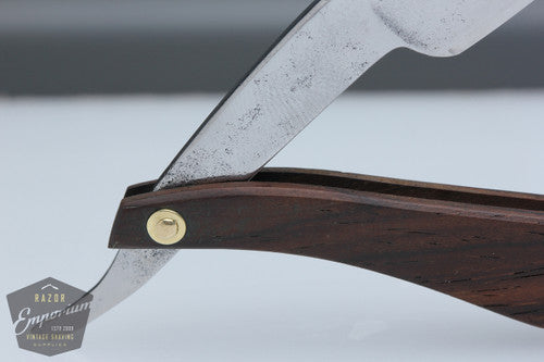 5/8" W. Taylor Straight Razor w/ Brown Wooden Scales Wedge | England