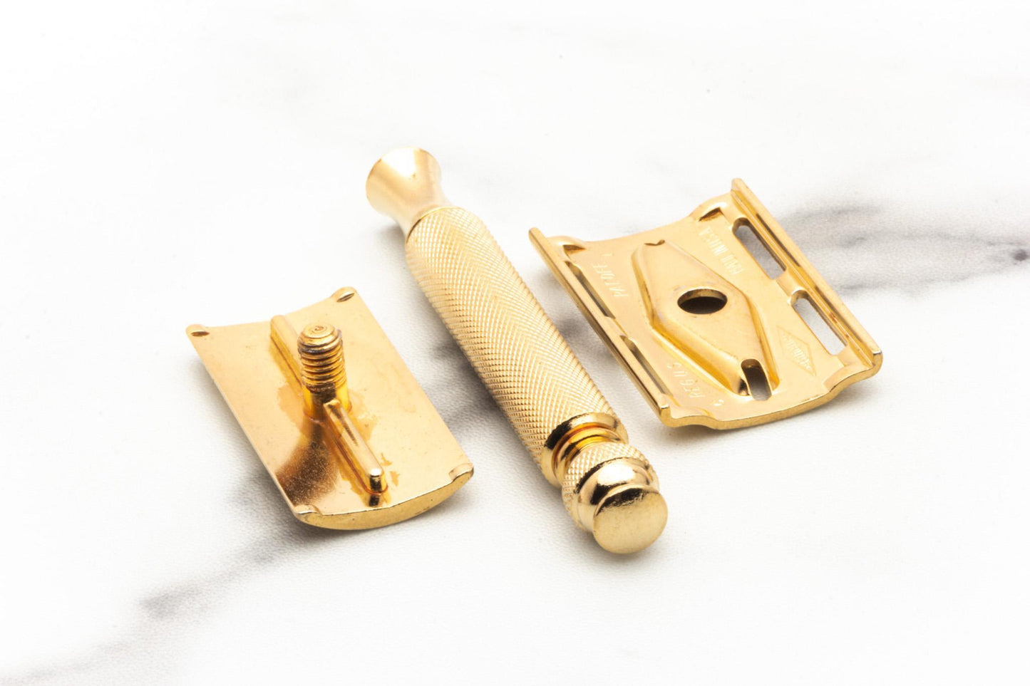 1940's Gillette Gold Ball End Tech Razor w/ Etched Logo Cap | Original Condition