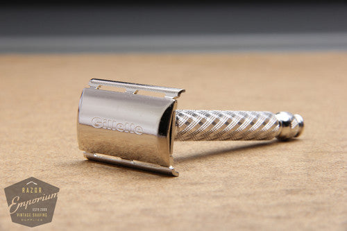 Gillette 1968 Ball End Tech Spiral Handle Razor w/ Etched Logo Cap -N4