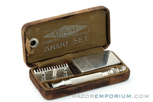 1918 Gillette Ball End Old Type Khaki Service Set Army Issue