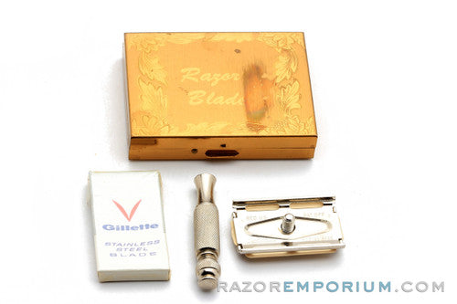 1965 Gillette Tech Travel DE Safety Razor K2 Mint Travel Set