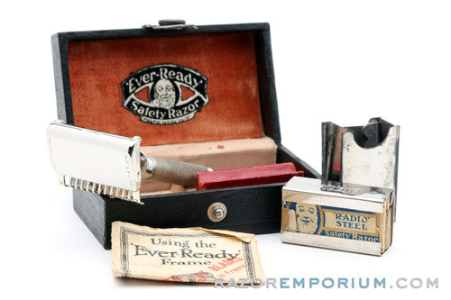 1930's Ever-Ready American Safety Razor Co. 1912 Style Single Edge Safety Razor in Black Leather Box