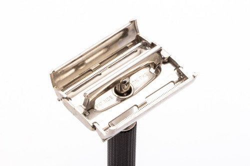 1971 R3 Gillette Black Handle Super Speed Safety Razor | Factory Nickel Revamp