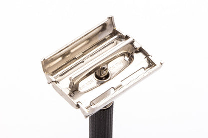 1971 R3 Gillette Black Handle Super Speed Safety Razor | Factory Nickel Revamp