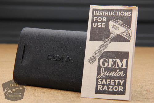Gem Junior Gold 1940's Single Edge Safety Razor w/ Black Slide Case