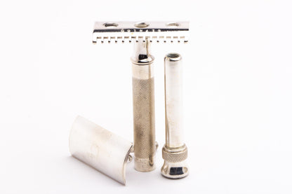 1917 Gillette Aristocrat Fluted Handle Double Edge Safety Razor Set | Original Condition