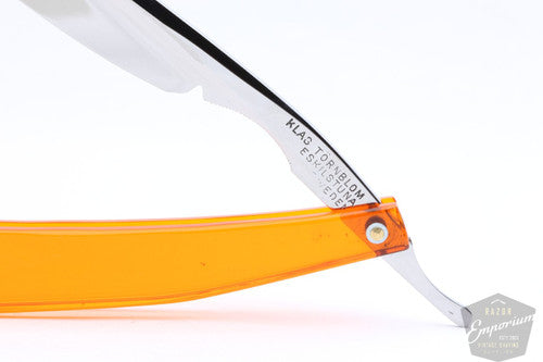 7/16" Klas Tornblom Faux Frameback Tangerine Acrylic Straight Razor