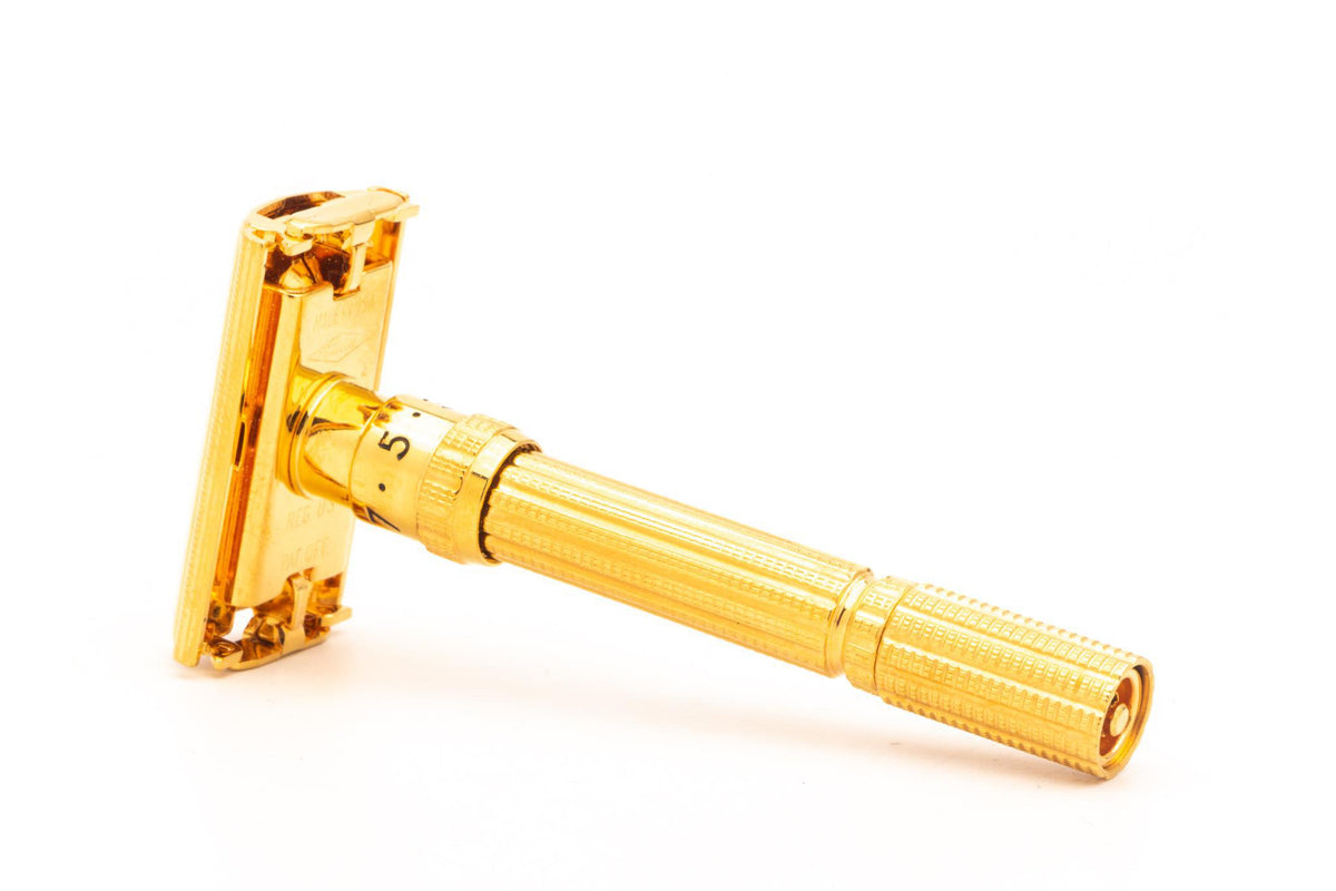 Solid Gold Razor 1968 N2 Gillette Slim Executive Adjustable DE Safety Razor | 24k Gold ...