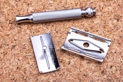 1962 H4 Gillette Ball End Tech Safety Razor | Factory Nickel Revamp