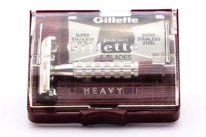 1959 E1 Gillette Heavy Red Tip Super Speed Safety Razor Set | Original Condition