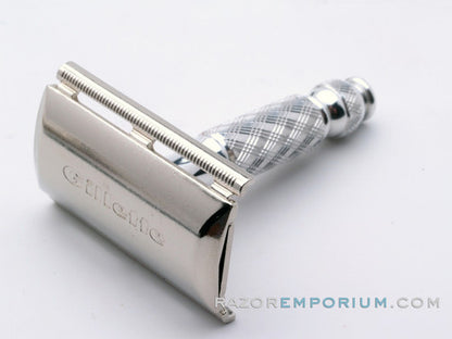 1970 P2 Gillette Ball End Tech Travel Spiral Handle Razor Marcus Regs w/ Blades & Case