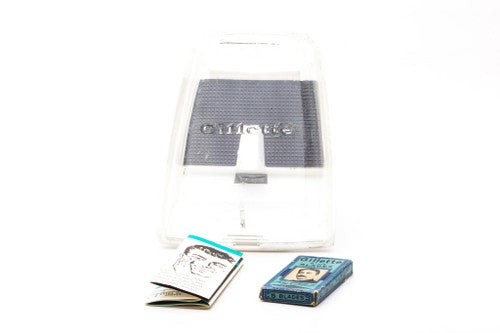 Gillette Slim Adjustable Double Edge Safety Razor Case With Blades and Advertisement