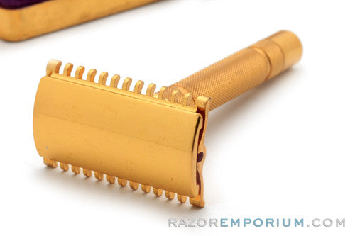 1930's Gillette 'NEW' Thin Bar Handle Short Comb DE Safety Razor Set