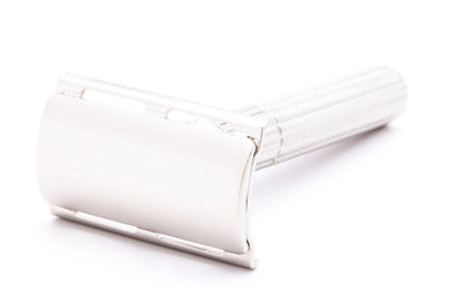1947-51 Gillette Fat Handle Tech Safety Razor with Case & Blue Blades | Nickel Revamp