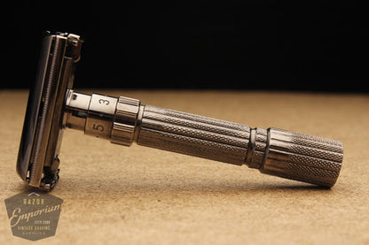 Gillette 1958 Fatboy Adjustable Safety Razor D4 * Gun Metal Nickel REVAMPED