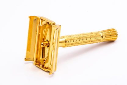 1959 E4 Gillette Flare Tip Regular Super Speed Safety Razor | 24k Gold Revamp