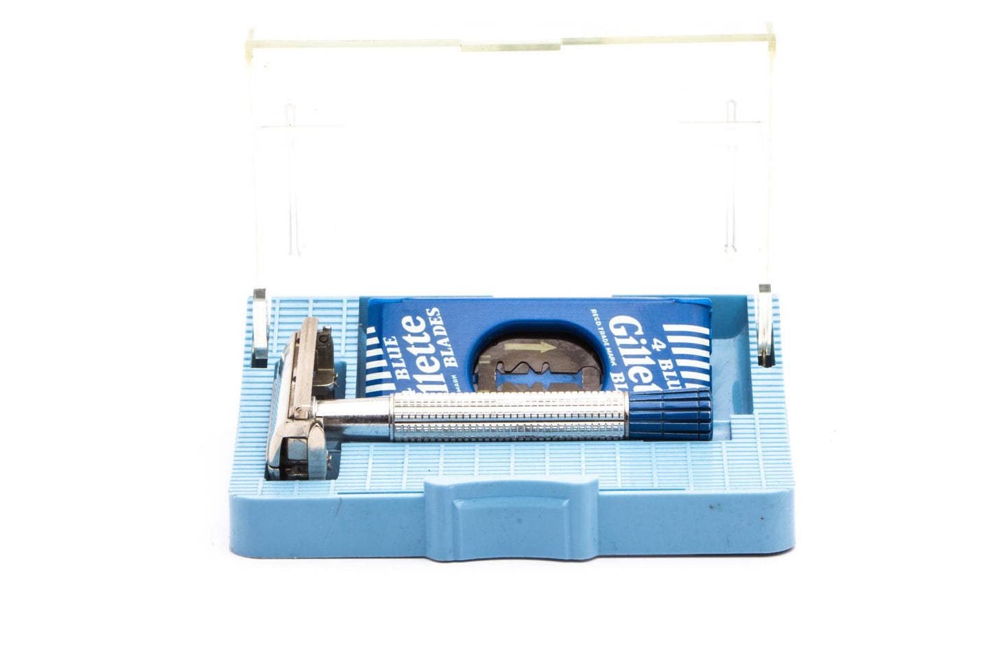 1960's Gillette Blue Tip Light Super Speed Safety Razor Set | Made in England