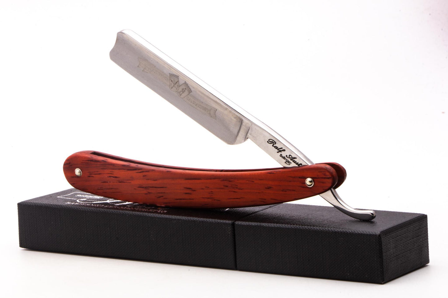 5/8" Ralf Aust Spanish Tip Straight Razor | Red Wood Scales