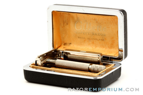 1947-51 Gillette Rocket TTO DE Safety Razor w/ Case & Blade Bank | Made in England