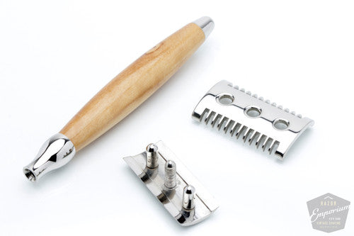 Joris DE Safety Razor | Olivewood Handle Palladium Plated
