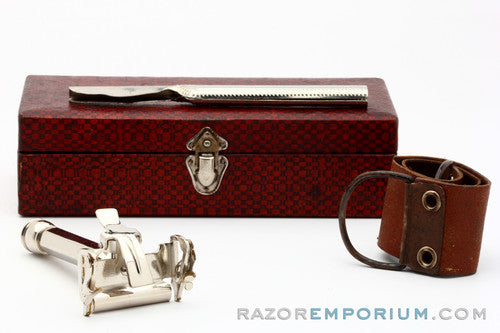 1930's L'Essor Single Edge Razor Set w/ Case & Strop