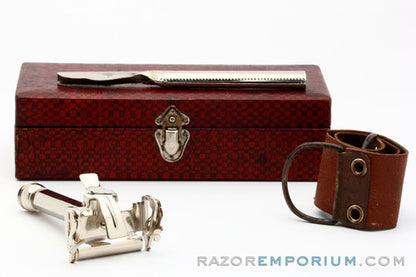 1930's L'Essor Single Edge Razor Set w/ Case & Strop