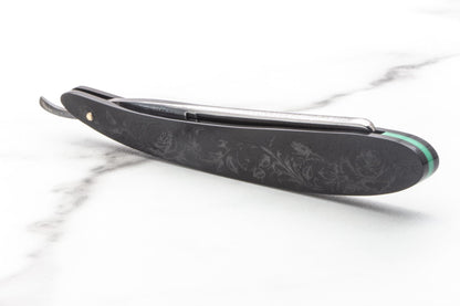 4/8" Vintage Restored Sperry & Alexander Co. Black Beauty Straight Razor With Rose Etched Scales