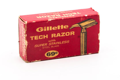 1967 L4 Gillette Ball End Tech Razor Set With Original Red Box | Original Condition