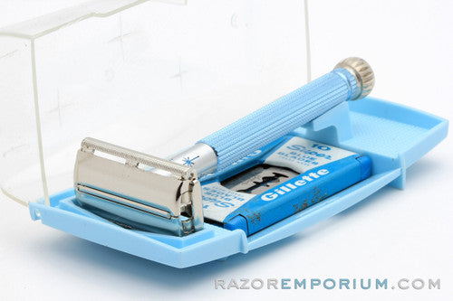 1965 Gillette Blue Star Lady Gillette DE Safety Razor Set K1