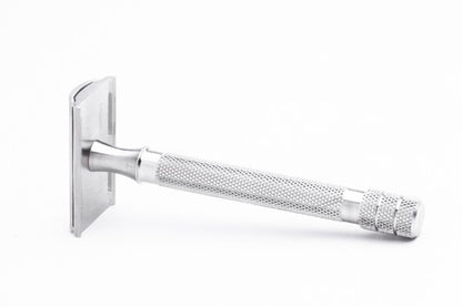 Used iKon Stainless Steel Standard Solid Guard DE Razor with Long Handle